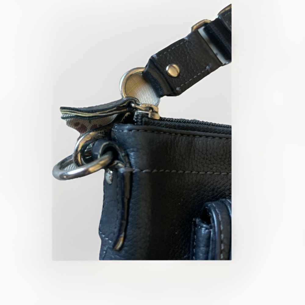 Coach Black Leather Swingpack Crossbody Turn Lock Pocket - Picture 7 of 11